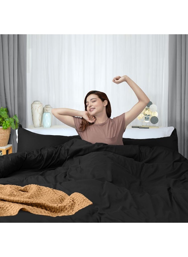 Utopia Bedding Duvet Cover King Size Set - 1 Duvet Cover With 2 Pillow Shams - 3 Pieces Comforter Cover With Zipper Closure - Ultra Soft Brushed Microfiber, 104 X 90 Inches (King, Black)  - Image 1