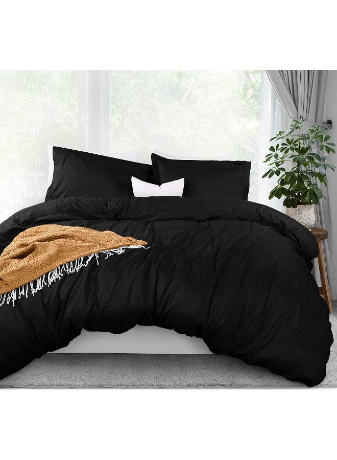 Utopia Bedding Duvet Cover King Size Set - 1 Duvet Cover With 2 Pillow Shams - 3 Pieces Comforter Cover With Zipper Closure - Ultra Soft Brushed Microfiber, 104 X 90 Inches (King, Black)  - Image 4
