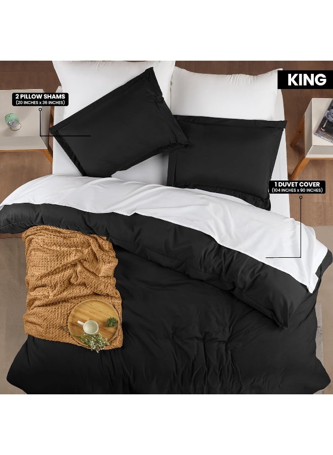Utopia Bedding Duvet Cover King Size Set - 1 Duvet Cover With 2 Pillow Shams - 3 Pieces Comforter Cover With Zipper Closure - Ultra Soft Brushed Microfiber, 104 X 90 Inches (King, Black)  - Image 5