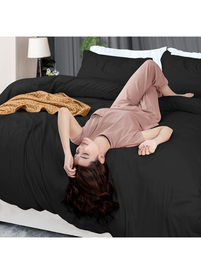 Utopia Bedding Duvet Cover King Size Set - 1 Duvet Cover With 2 Pillow Shams - 3 Pieces Comforter Cover With Zipper Closure - Ultra Soft Brushed Microfiber, 104 X 90 Inches (King, Black)  - Image 3
