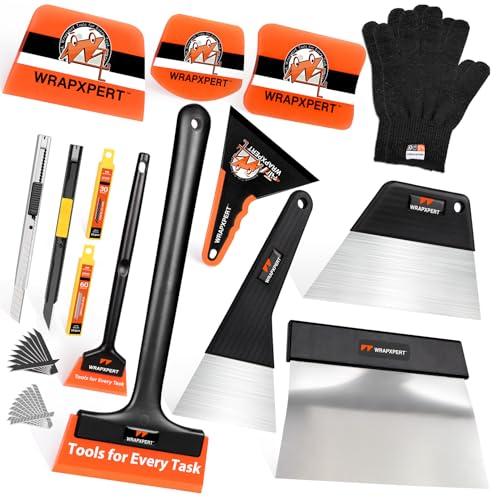 WRAPXPERT Window Tint Tools Kit for Windshield/Quarter/Rear Window Film Install and Clean, 12PCS Set Includes Window Tint Squeegee, PPF Squeegee, Utility Knives, Metal Trimming Scraper, Gloves - Image 1