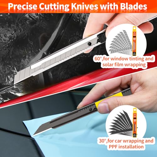 WRAPXPERT Window Tint Tools Kit for Windshield/Quarter/Rear Window Film Install and Clean, 12PCS Set Includes Window Tint Squeegee, PPF Squeegee, Utility Knives, Metal Trimming Scraper, Gloves - Image 5