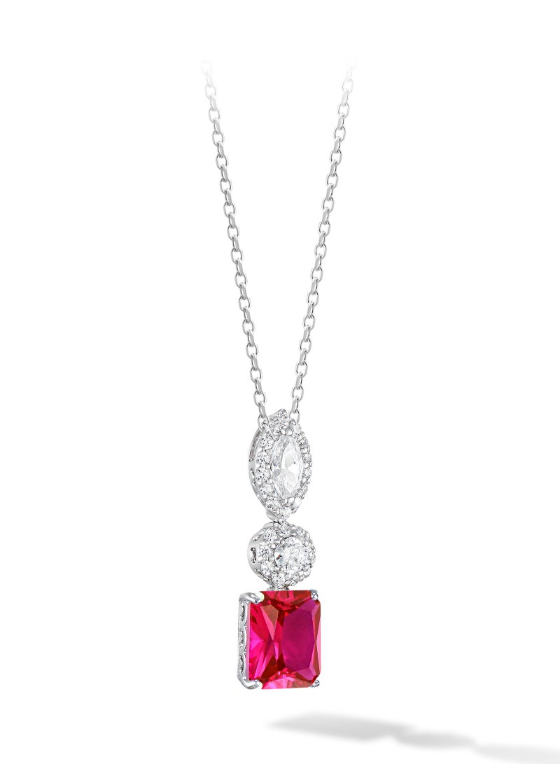 AWNL Crimson Royalty Women's Necklace - Pendant with Red CZ Diamond and Sterling Silver, Middle East Exclusive Collection - Image 4