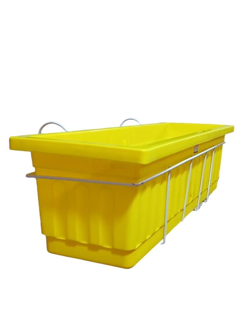 وعاء زراعة مستطيل صناعة خورشيد للبلاستيك - ٦٠*٢٠ - لون اصفر - بحامل معدني ابيض للتعليق بالبلكونة - Image 2