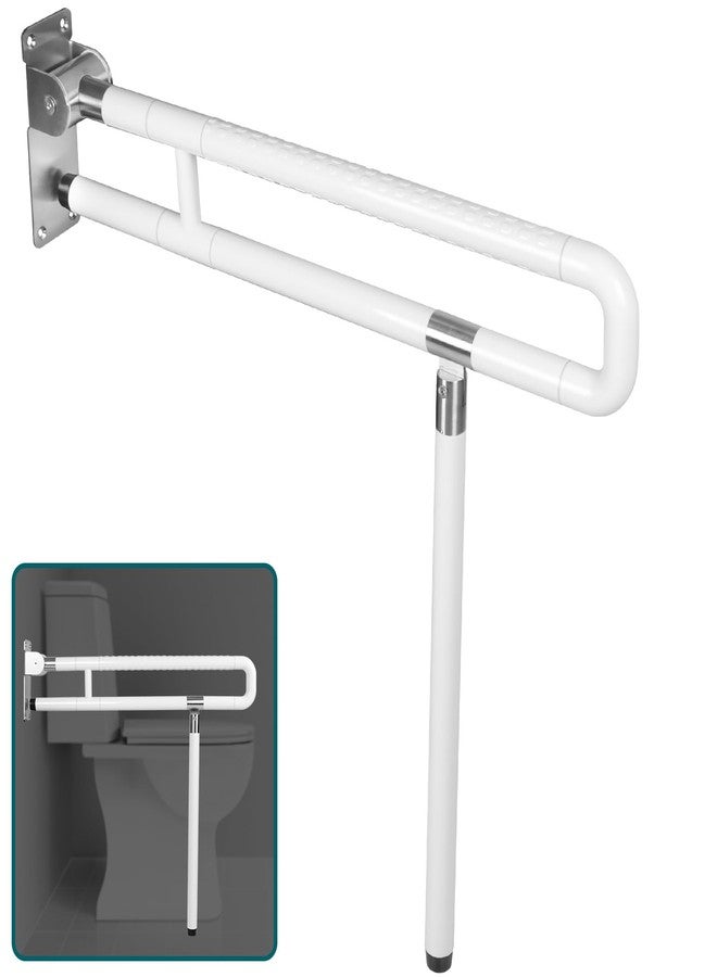 INNOLIFE Handicap Grab Bars Rails, 29.5 Inch Foldable Toilet Grab Bar Flip Up Safety Rails Anti-Slip Grip Shower Assist Aid Safety for Elderly Pregnant Women Disabled Bar, White - Image 1