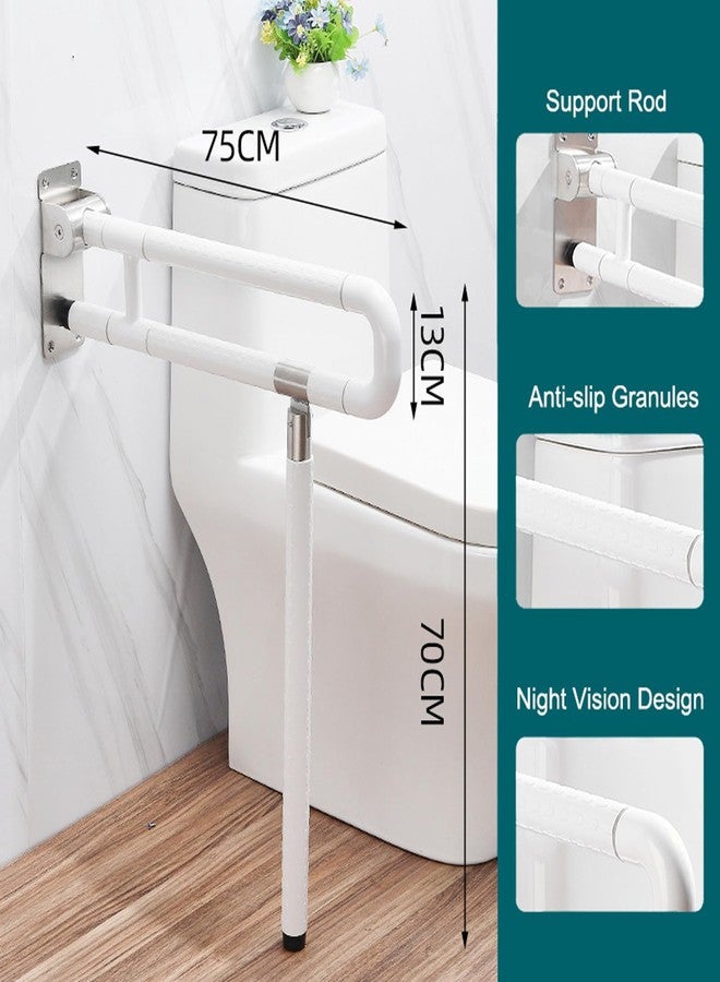 INNOLIFE Handicap Grab Bars Rails, 29.5 Inch Foldable Toilet Grab Bar Flip Up Safety Rails Anti-Slip Grip Shower Assist Aid Safety for Elderly Pregnant Women Disabled Bar, White - Image 2