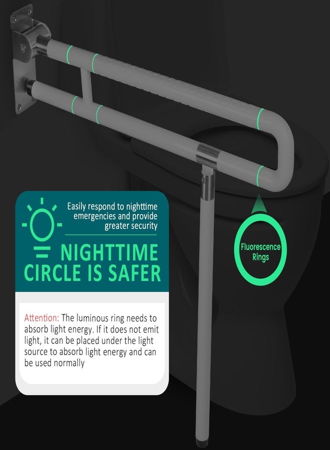 INNOLIFE Handicap Grab Bars Rails, 29.5 Inch Foldable Toilet Grab Bar Flip Up Safety Rails Anti-Slip Grip Shower Assist Aid Safety for Elderly Pregnant Women Disabled Bar, White - Image 4