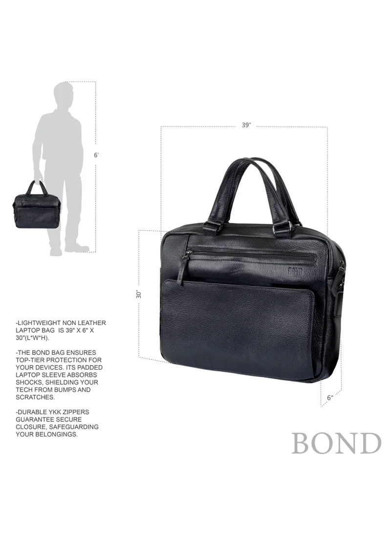 Trucare  Bond Leather Laptop Bag Black - 1424  | Best Price UAE