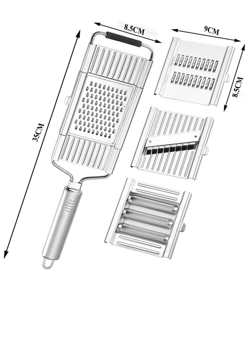 Y&D Multipurpose Grater, Handheld 4 Adjustable Blades Set Stainless Steel, For Kitchen Tools Slicer, Lemon, Nutmeg, Chocolate, Vegetables, Fruits  - Image 3
