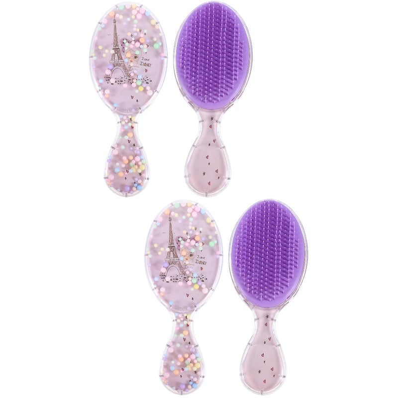 4 pcs Portable Hair Brush Girl Hair Detangling Hair Brush Cute Hair Brush for Travel - Image 1
