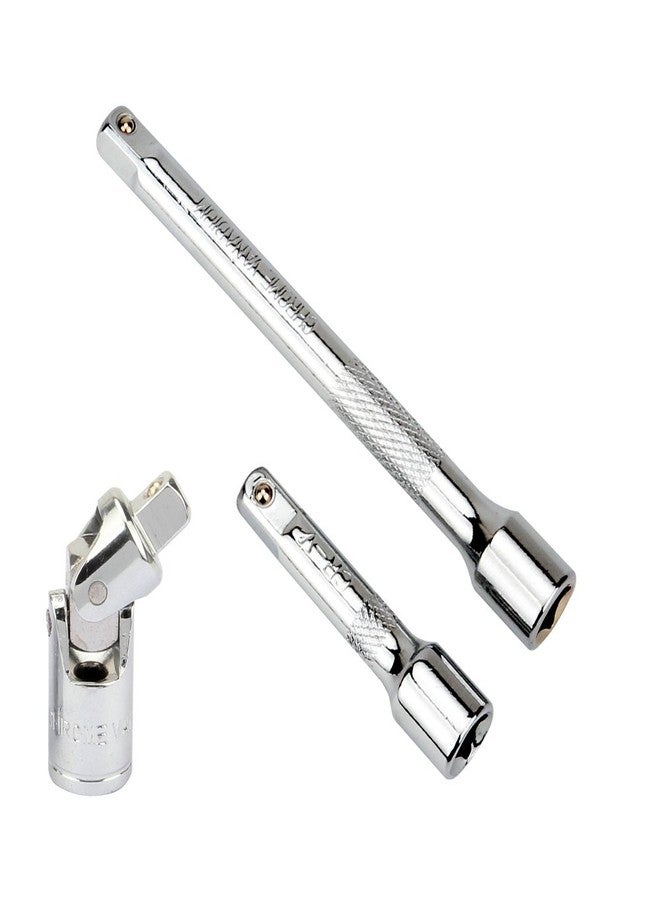 Senzeal Cr-V Steel 1/4-Inch Universal Joint Socket with 2 Inch and 4 Inch Drive Extension Bar - Image 1