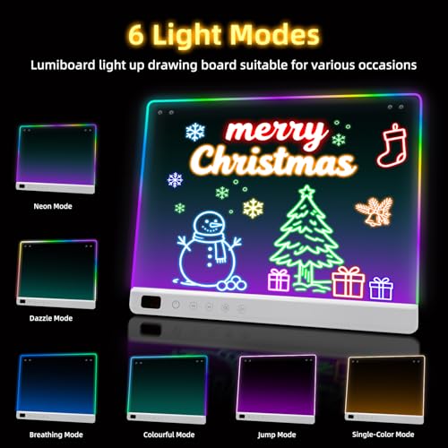 Lumiboard Led Drawing Board with 13 Light Effects, 16" Rechargeable Glow Doodle LED Note Board with Colors, Neon Light Up Drawing Tablet Gifts for Kids for Easter Birthday Christmas Gift Ideas - Image 3