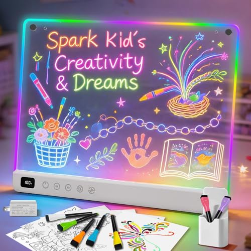 Lumiboard Led Drawing Board with 13 Light Effects, 16" Rechargeable Glow Doodle LED Note Board with Colors, Neon Light Up Drawing Tablet Gifts for Kids for Easter Birthday Christmas Gift Ideas - Image 1