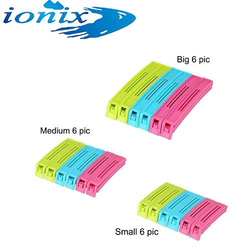 IONIX 18 Pcs-3 Different Size Plastic Food Snack Bag Pouch Clip Sealer Large, Medium, Small Plastic Snack Seal Sealing Bag Clips Vacuum Sealer, for Packet Sealing, Air Tight Clips for Packets - Image 2