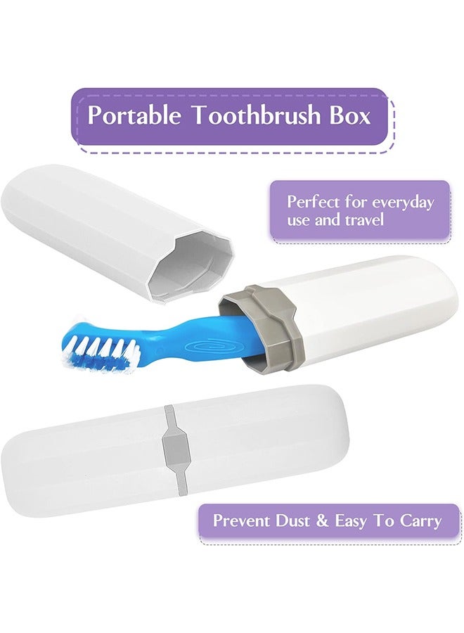 8-Piece Denture Case Kit, 2 Denture Cup with 2 Denture Brush & 2 Portable Brush Box, 2 Retainer Case, Denture Bath Cup with Strainer & Lid for Travel, Storage Soak Cleaner (Blue & Purple) - Image 5