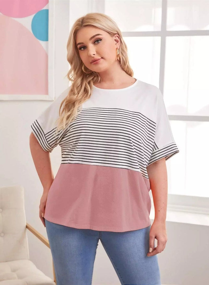 Plus Striped Colorblock Tee  - Image 3