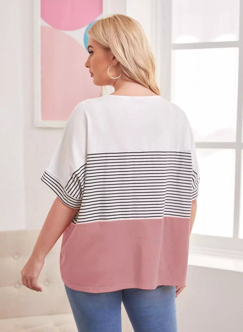 Plus Striped Colorblock Tee  - Image 2