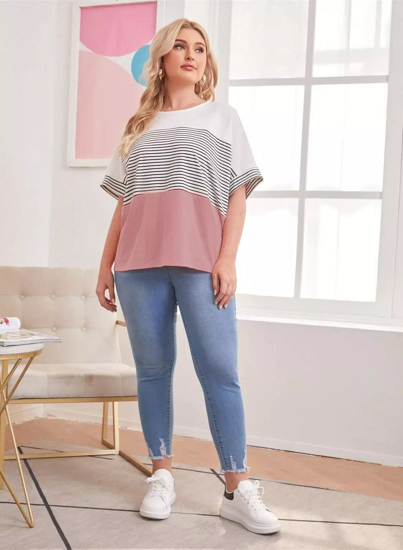 Plus Striped Colorblock Tee  - Image 5