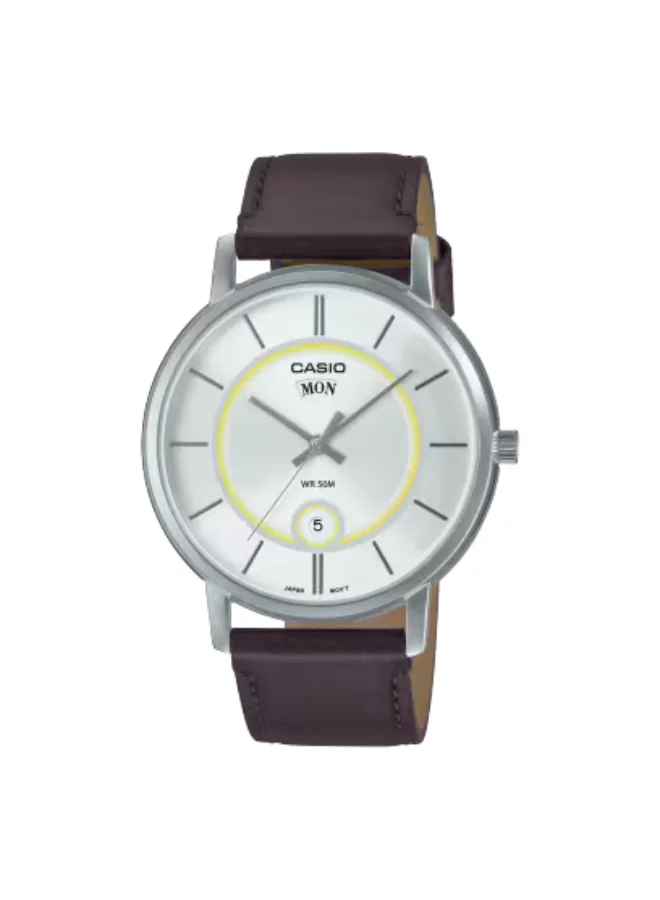 CASIO Men's Leather Analog Watch MTP-B120L-7AVDF - 41 mm