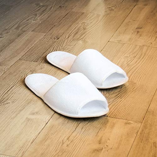 Elcoho 12 Pairs Open Toe Spa Slippers White Spa Hotel Guest Slippers for Spa, Party Guest, Hotel and Travel, Fits Most Men and Women - Image 5