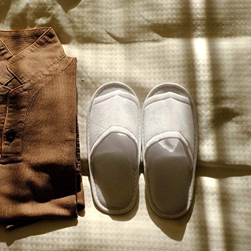 Elcoho 12 Pairs Open Toe Spa Slippers White Spa Hotel Guest Slippers for Spa, Party Guest, Hotel and Travel, Fits Most Men and Women - Image 3