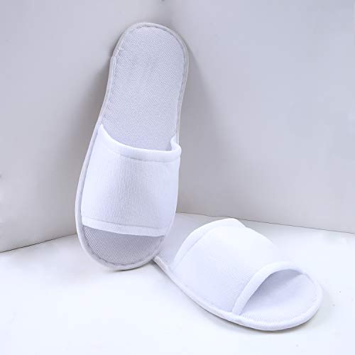 Elcoho 12 Pairs Open Toe Spa Slippers White Spa Hotel Guest Slippers for Spa, Party Guest, Hotel and Travel, Fits Most Men and Women - Image 4