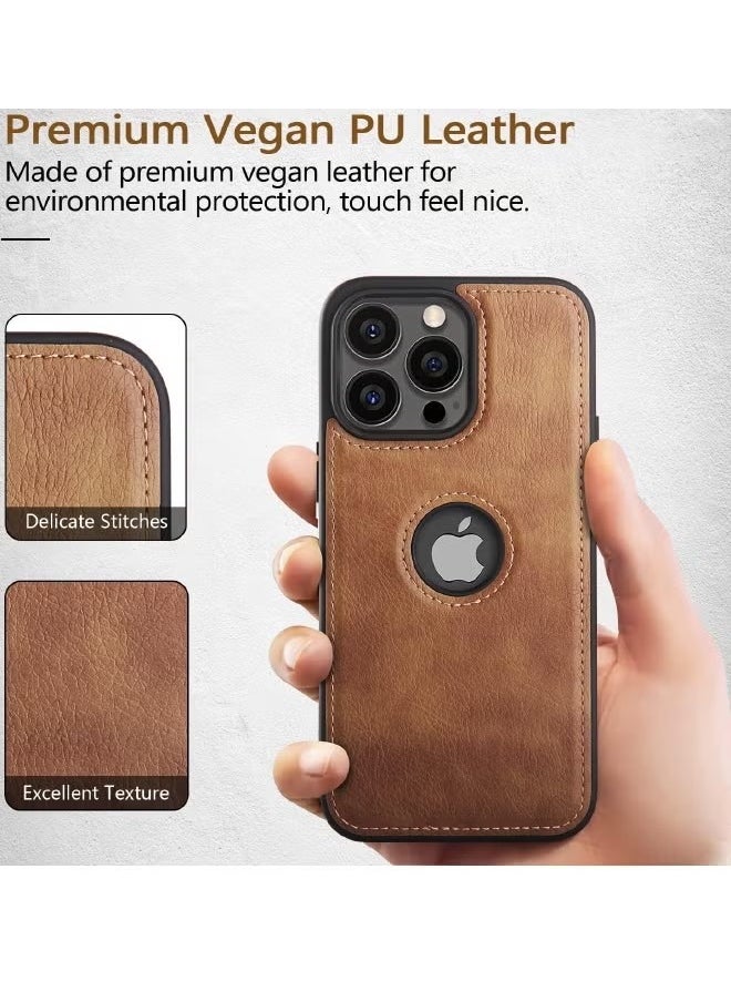 Generic - iPhone 15 Pro Max Case, Vegan Leather Protective Case for iPhone 15 Pro Max 6.7", Luxury, Elegant and Beautiful Design Cover, Non-Slip Vintage Looking Perfect Stitching Leather Case (Brown) - Image 1