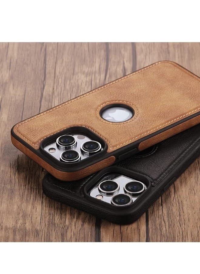 Generic - iPhone 15 Pro Max Case, Vegan Leather Protective Case for iPhone 15 Pro Max 6.7", Luxury, Elegant and Beautiful Design Cover, Non-Slip Vintage Looking Perfect Stitching Leather Case (Brown) - Image 1