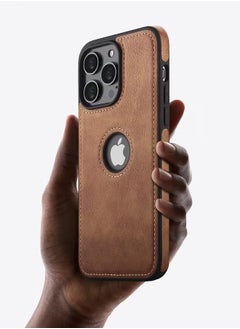 Generic iPhone 15 Pro Max Case, Vegan Leather Protective Case for iPhone 15 Pro Max 6.7", Luxury, Elegant and Beautiful Design Cover, Non-Slip Vintage Looking Perfect Stitching Leather Case (Brown)  - Image 2