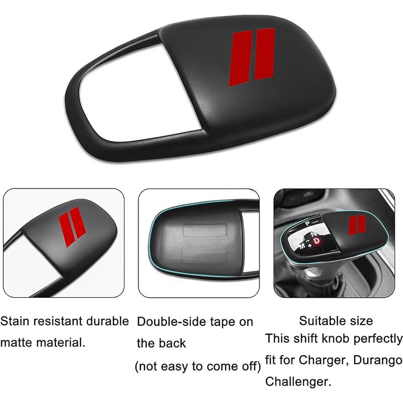 Gear Shift Knob Head Cover Trim for Dodge Charger Challenger Accessories 2015-2023 2024 Durango 2016-2024 ABS Interior Shell Insert Decoration Protector Gear Shifter Cover (Matte Red) - Image 4