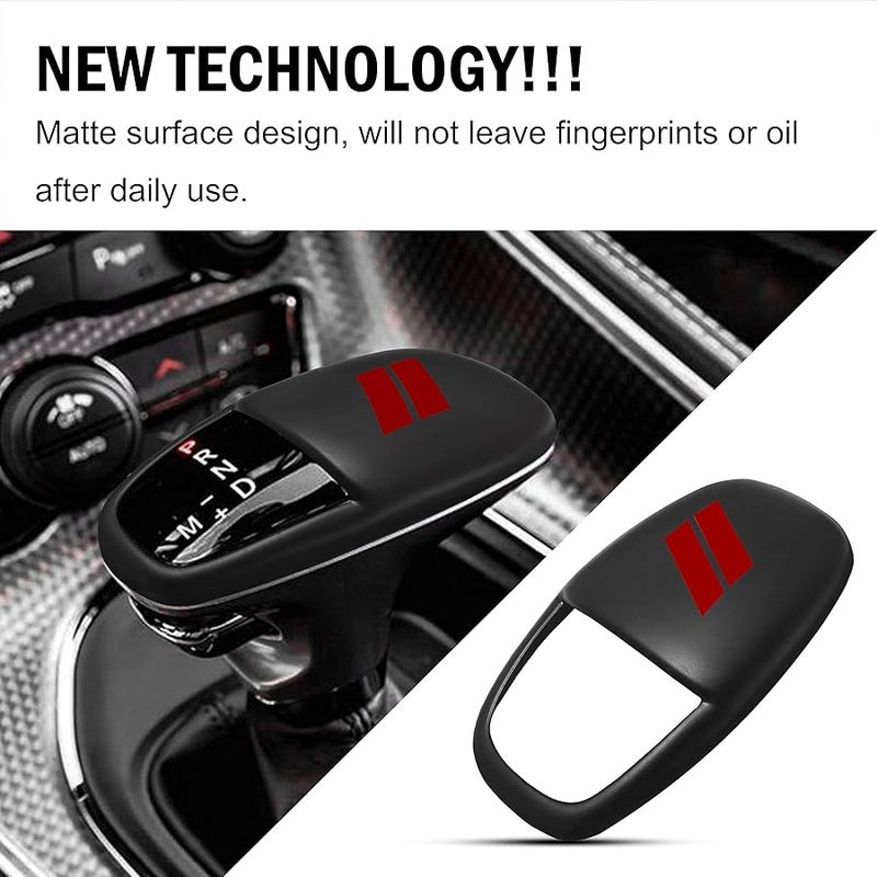 Gear Shift Knob Head Cover Trim for Dodge Charger Challenger Accessories 2015-2023 2024 Durango 2016-2024 ABS Interior Shell Insert Decoration Protector Gear Shifter Cover (Matte Red) - Image 2