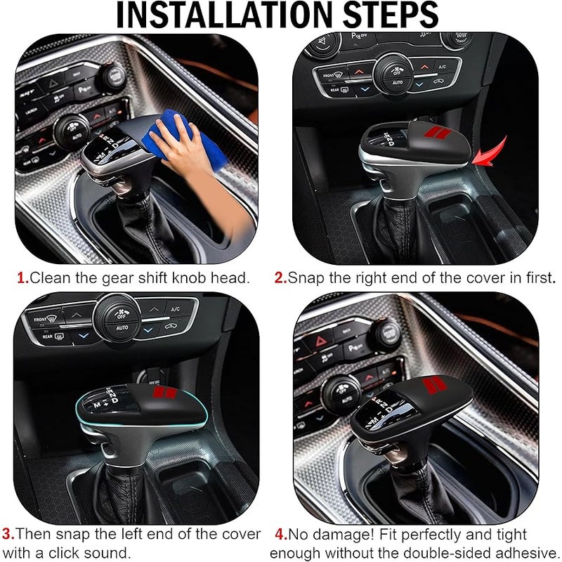Gear Shift Knob Head Cover Trim for Dodge Charger Challenger Accessories 2015-2023 2024 Durango 2016-2024 ABS Interior Shell Insert Decoration Protector Gear Shifter Cover (Matte Red) - Image 5