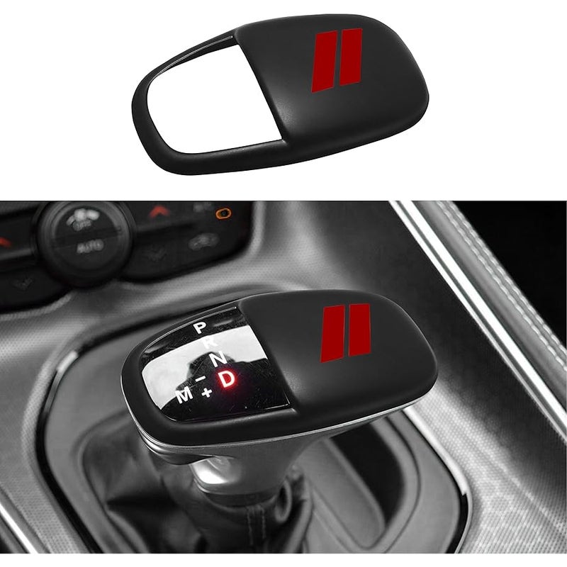 Gear Shift Knob Head Cover Trim for Dodge Charger Challenger Accessories 2015-2023 2024 Durango 2016-2024 ABS Interior Shell Insert Decoration Protector Gear Shifter Cover (Matte Red) - Image 1