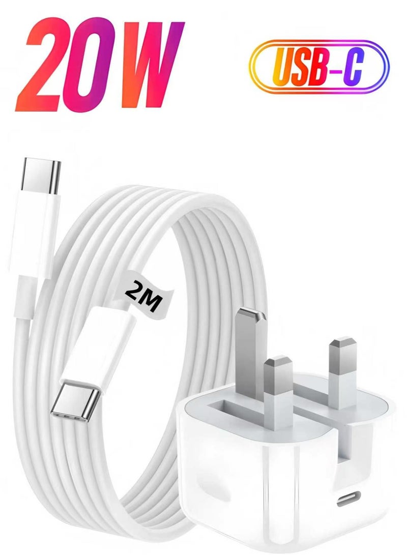 Apluynm IPhone 20W Fast Charger | USB C Wall Fast Charger with 2M Type C to C Charging Cord Compatible with IPhone 16/15/Pro Max/Pro/Plus and all Type C Mobile - Image 1