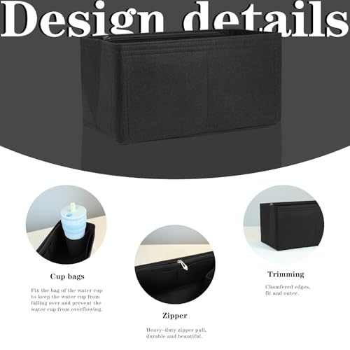 Lckaey Purse Inserts for Speedy 20 Organizer Insert, for monogram bag, HandBag protective insert Tote Bag and hand bag protector, organizer insert 1083black-S - Image 4