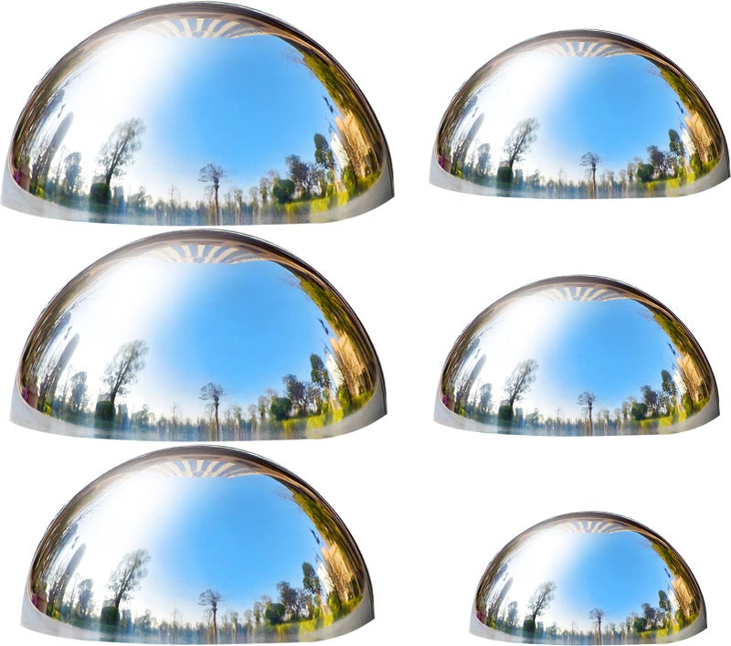 Nerien Gazing Ball Stainless Steel Garden Mirror Globe Polished Ornament Sphere Hollow Floating Reflective Hemisphere for Home Outdoor Pond Housewarming Swimming Pool Decoration Sliver 6Pcs Mix