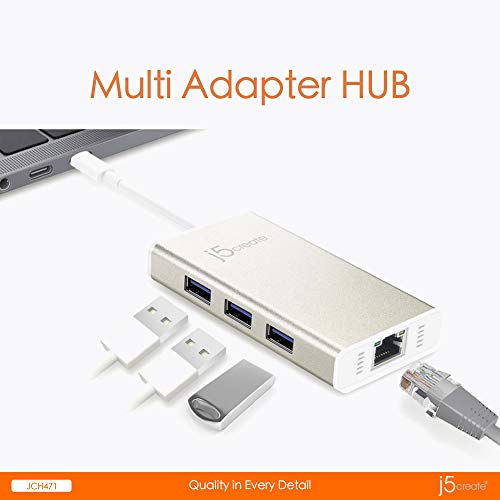 j5create USB Type-C Hub Adapter with Gigabit Ethernet and 3X USB 3.0 Ports - Image 3