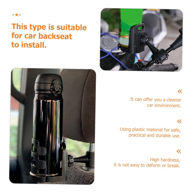 Black Plastic Backseat Cup Holder with Base Compact Durable Water Bottle Holder for Car Rear RV Boat - Image 3
