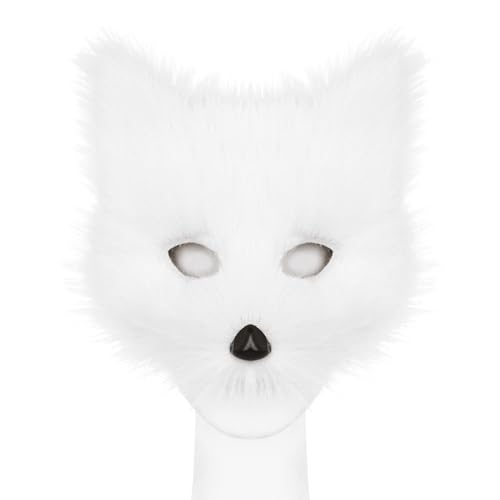 hbbhml Animal Fox Wolf Mask Halloween Party Cosplay Costumes Props Plush Cat Half Face Masks Carnival Christmas Masquerade - Image 5