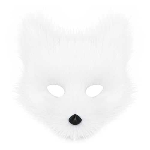 hbbhml Animal Fox Wolf Mask Halloween Party Cosplay Costumes Props Plush Cat Half Face Masks Carnival Christmas Masquerade - Image 1