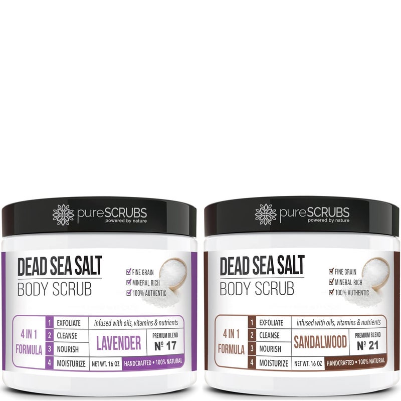 pureSCRUBS Lavender Dead Sea Salt Scrub  Sandalwood Body Scrub