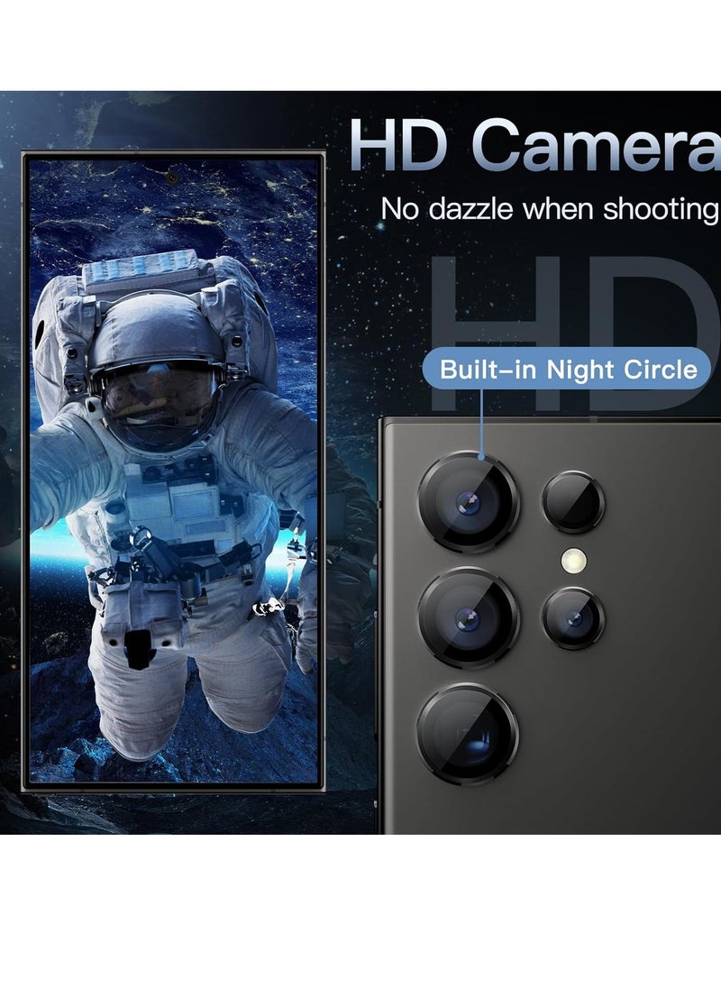 Raxoom Camera Lens Protector for Samsung Galaxy S24 Ultra, 9H Tempered Glass Metal Individual Ring Cover, Easy Installation Tray, HD Clear, 1 Set (Black) - Image 4