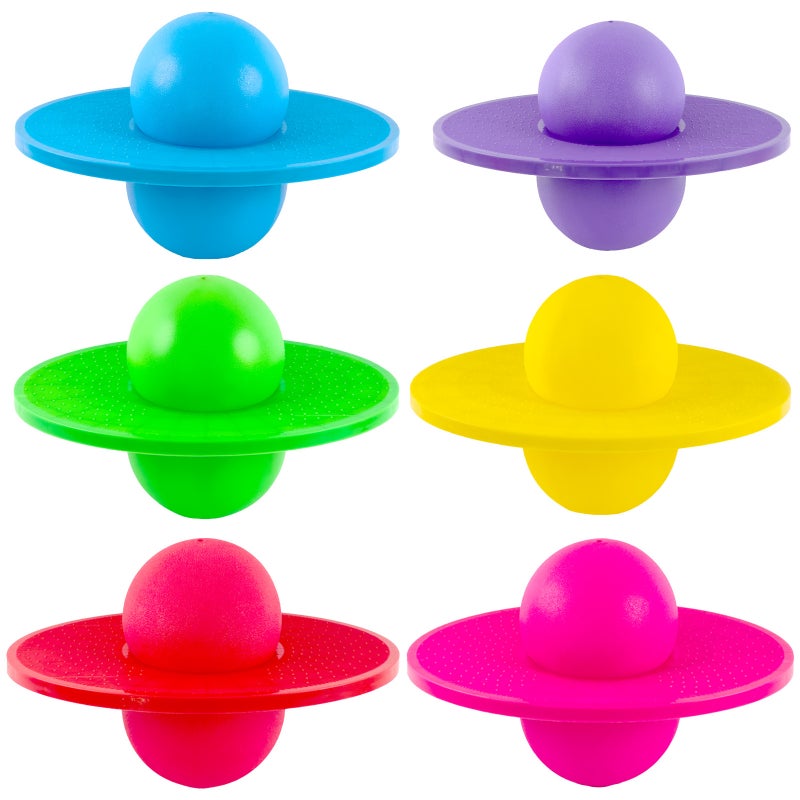 Anti-Burst Inflatable Hop Ball with Foot Clip for Kids Fitness, Multicolor - Image 2