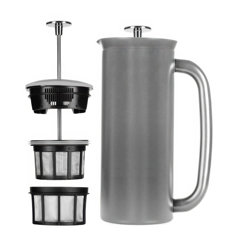 صانعة القهوة الفرنسية ESPRO P7 معزولة من الفولاذ المقاوم للصدأ مزدوجة الجدران مع ميكروفيلتر 18 أونصة من الفولاذ المقاوم للصدأ المصقول