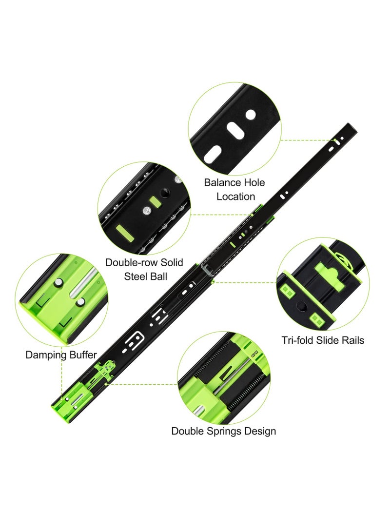 SYOSI 2Pcs Drawer Slides, Soft Close Full Extension Drawer Runners 3 Folds Thicker Stainless Steel Ball Bearing Slides Cabinet Rails Track (350mm) - Image 4