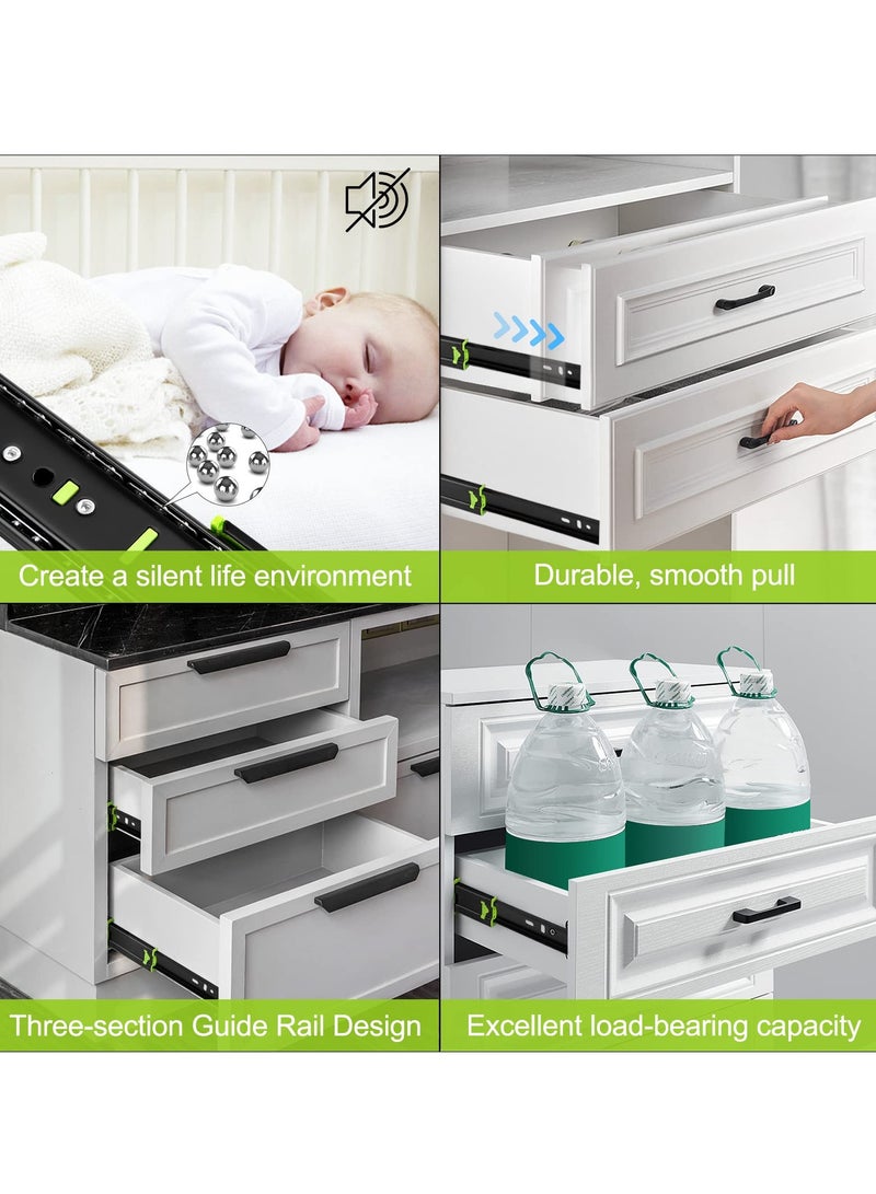 SYOSI 2Pcs Drawer Slides, Soft Close Full Extension Drawer Runners 3 Folds Thicker Stainless Steel Ball Bearing Slides Cabinet Rails Track (350mm) - Image 2