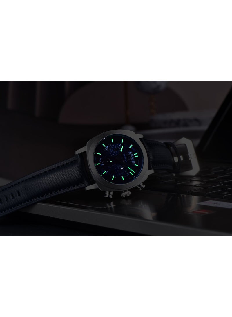 BENYAR Watches for Men Luxury Quartz Water Resistant Watch Men's Chronograph Genuine Leather Strap 5205 Blue - Image 5