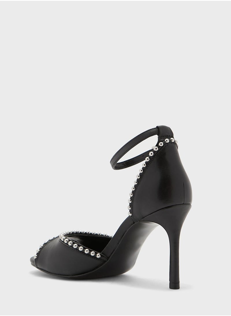 NINE WEST - Jellint Buckle Ankle Strap Sandals - Image 1