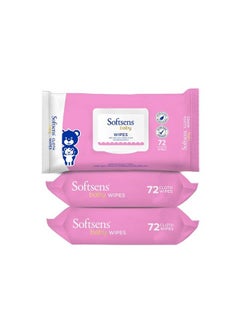 Baby Gentle Cloth Wipes For Baby Skin Enriched With Aloe Vera & Vitamin E I Dermatologically Tested & Parben Free With Lid72 Wipes (Pack Of 3)