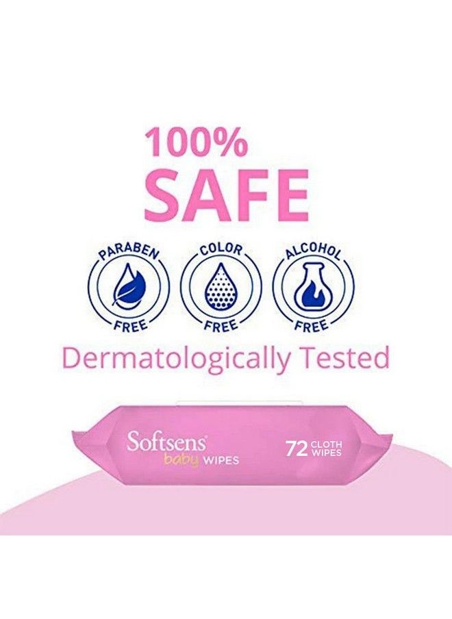 Softsens - Baby Gentle Cloth Wipes For Baby Skin Enriched With Aloe Vera & Vitamin E I Dermatologically Tested & Parben Free With Lid72 Wipes (Pack Of 3) - Image 1